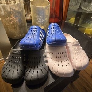 Adidas Blue, Black and Pink Slip-On Mules ALL THREE